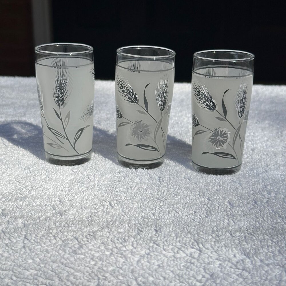 Vintage Duz Crystal Wildflower Flat Juice Glasses Set of 3